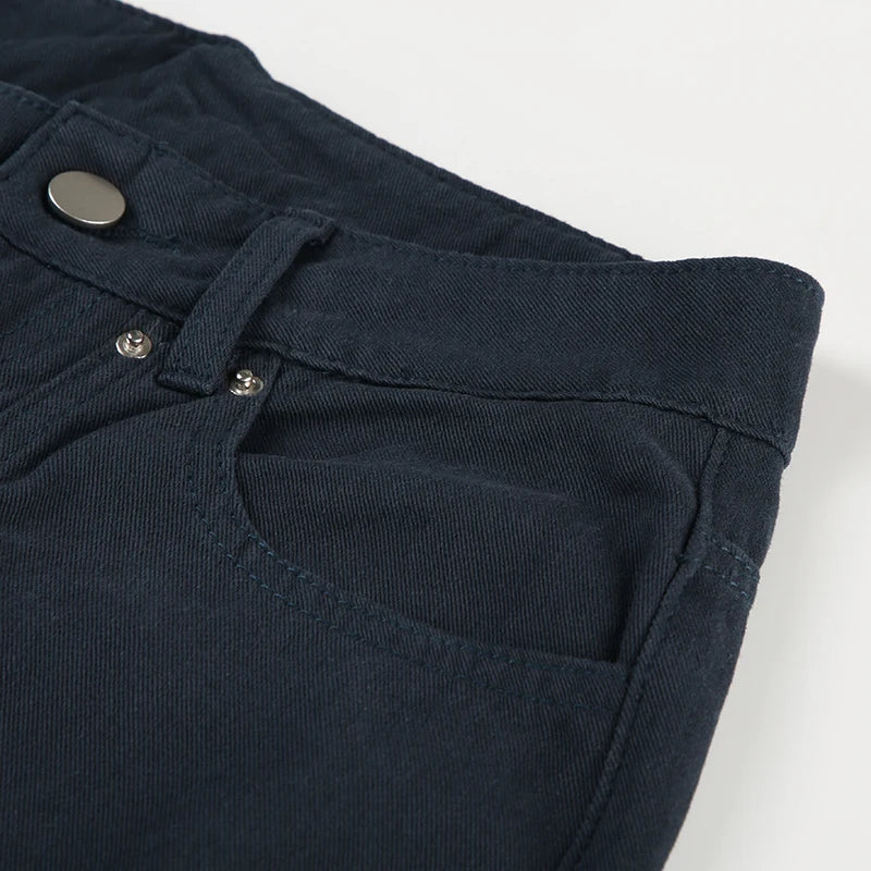 IAMSURE Casual Loose Rivet Jeans Wide Leg Pants Basic Low-Waisted Straight Pants Women 2025 Spring Autumn Streetwear Ladies