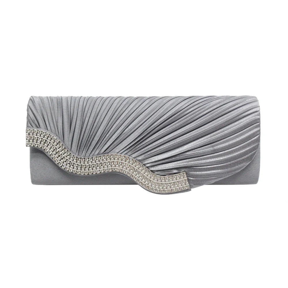 Fashion Shiny Evening Clutch Bag for Women's Wedding Party Banquet Female Crystal Day Long Purse Chain Diamond Shoulder Bag