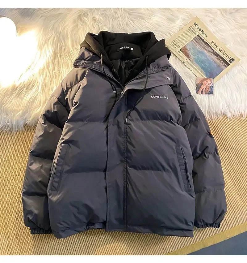 Y2K Multi-functional Fake Two Pocket Zipper Down Jacket Thick Coat Korean Version Winter New Winter Leisure Cotton Clothes Women