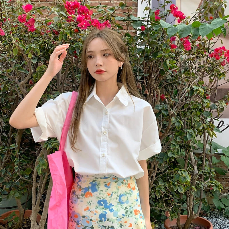 Ele ort Sve irt Vintage Hong Kong Sle Women's Busin Casual Mid-Length Commute irt Other Material 00%