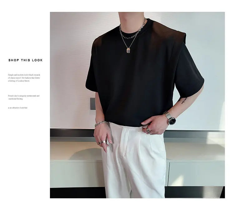 Summer Short Sleeve T-shirt Men Fashion Black White Oversized T Shirt Men Streetwear Korean Loose Round Neck Tshirt Mens Top