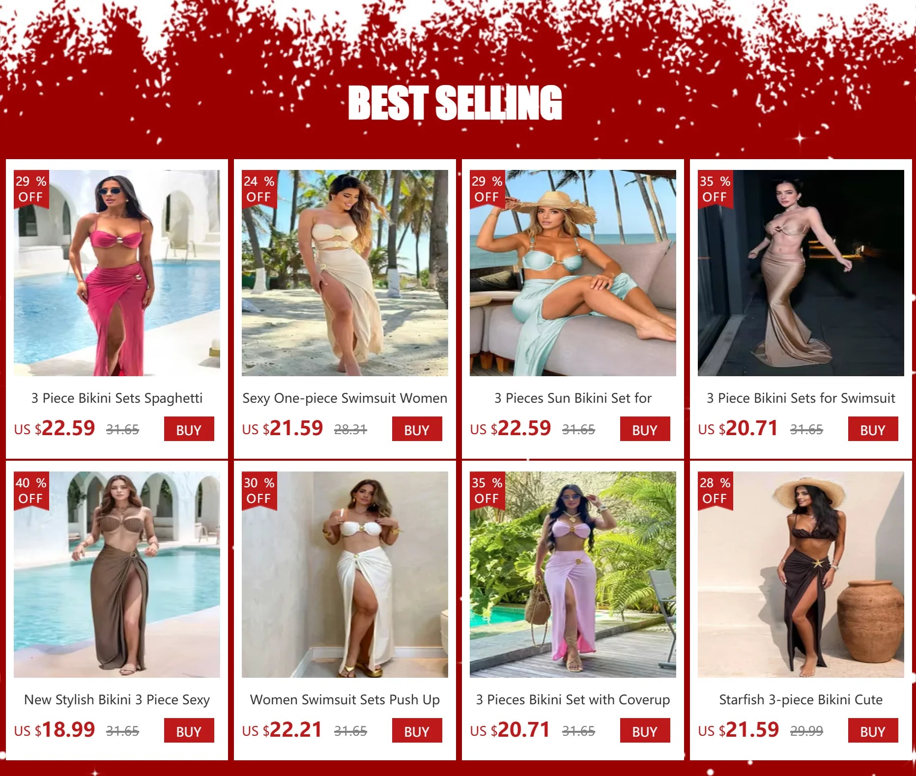 2 Piece Swimsuits for Elegant Women Starfish One Piece Bathing Suits with High Split Skirt Cover ups Sexy Halter Bikini Sets K59