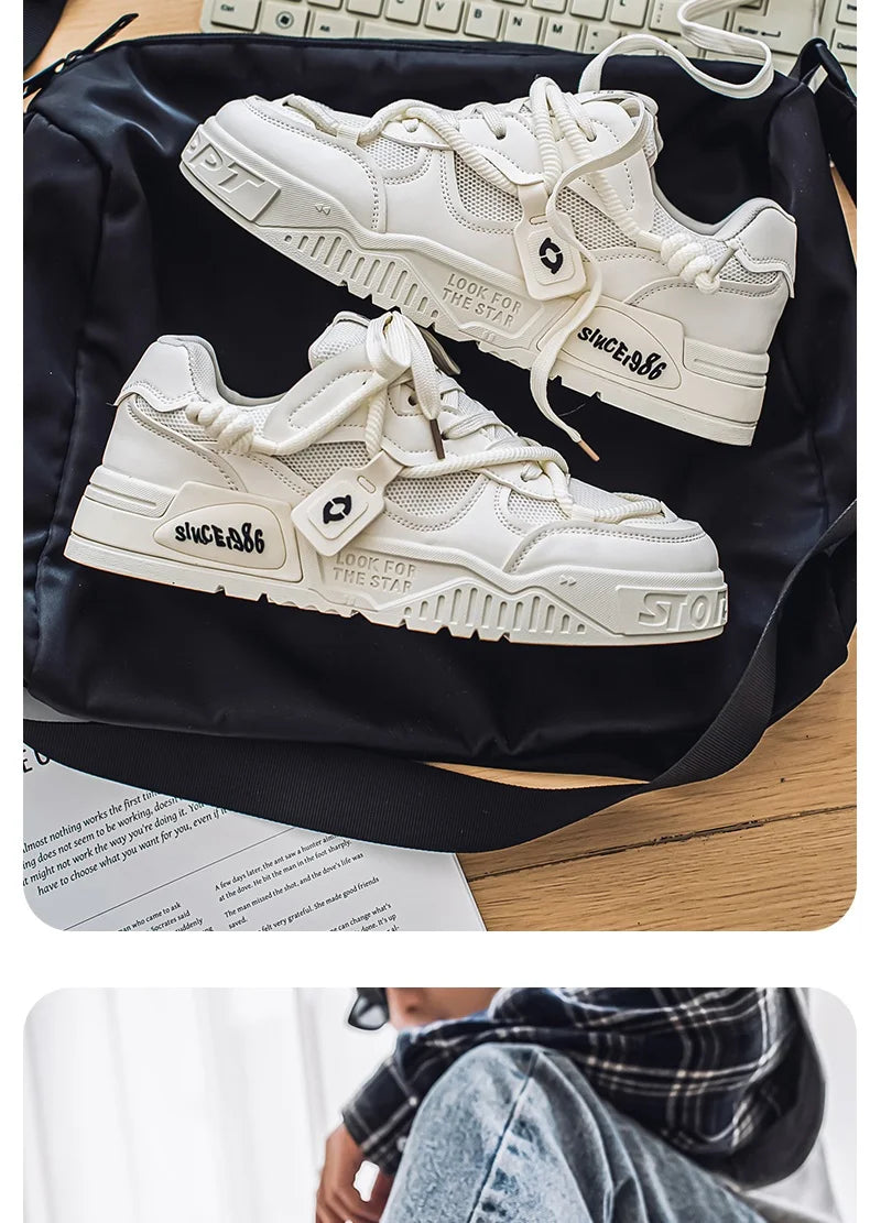 2025 New Summer Men's Shoes Original Casual Flat Shoes Sport Thick Bottom Increased Height Bread Trendy Shoes Skateboard sneaker