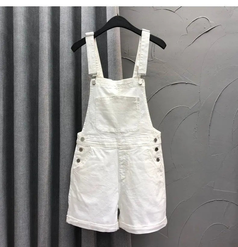Denim Rompers Women Summer Baggy Solid Wide-leg Harajuku Students Stylish Empire Korean Style Pure Colors Female Sweet Playsuit
