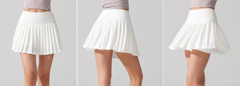 VITALINOVO Pleated Tennis Skirt for Women with Pocket Shorts Women's High Waisted Lightweight Athletic Golf Skorts Skirts Flowy