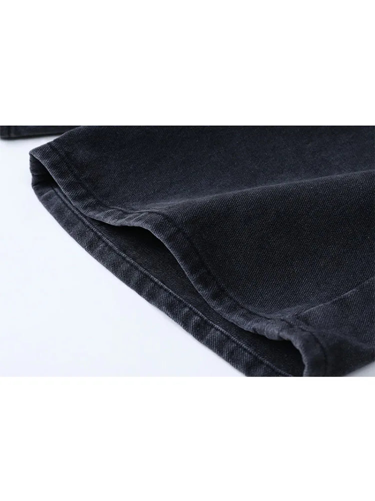 2025 Summer Women's High Waist Denim Shorts Casual Loose Ladies Plus Size Streetwear Fashion Button Wide Leg Short Jeans Female