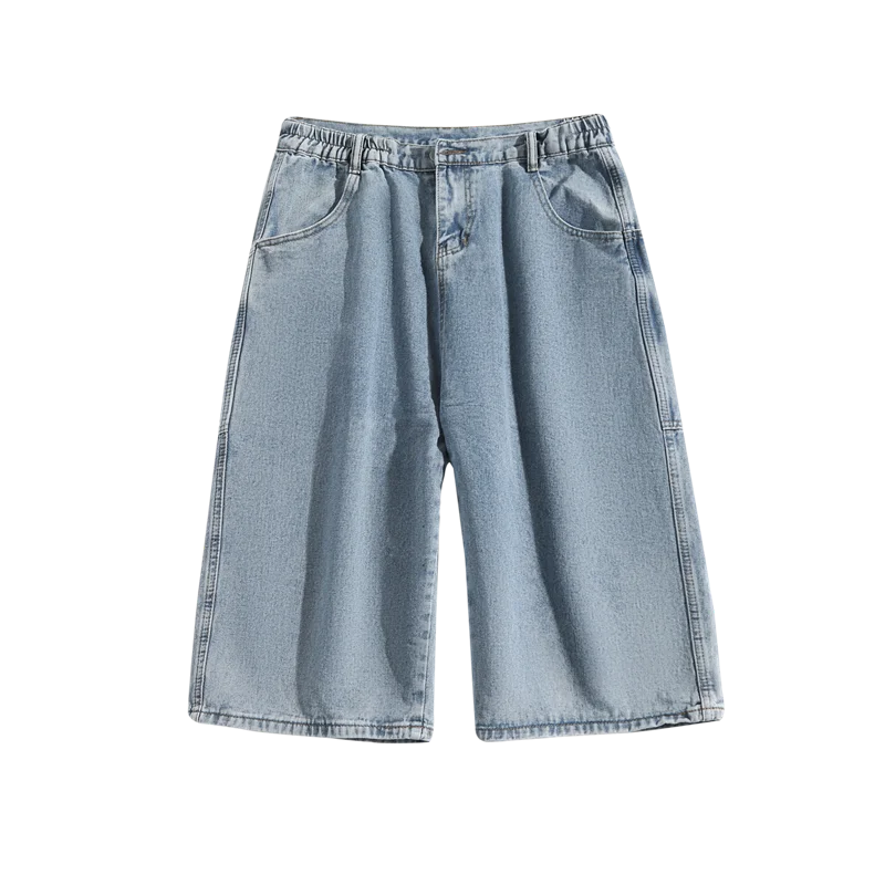 Multi-pockets Cargo Pants Summer Short Jeans Breeches Hip Hop Streetwear Baggy Denim Shorts Casual Wide-leg Capris Pants 5XL-M