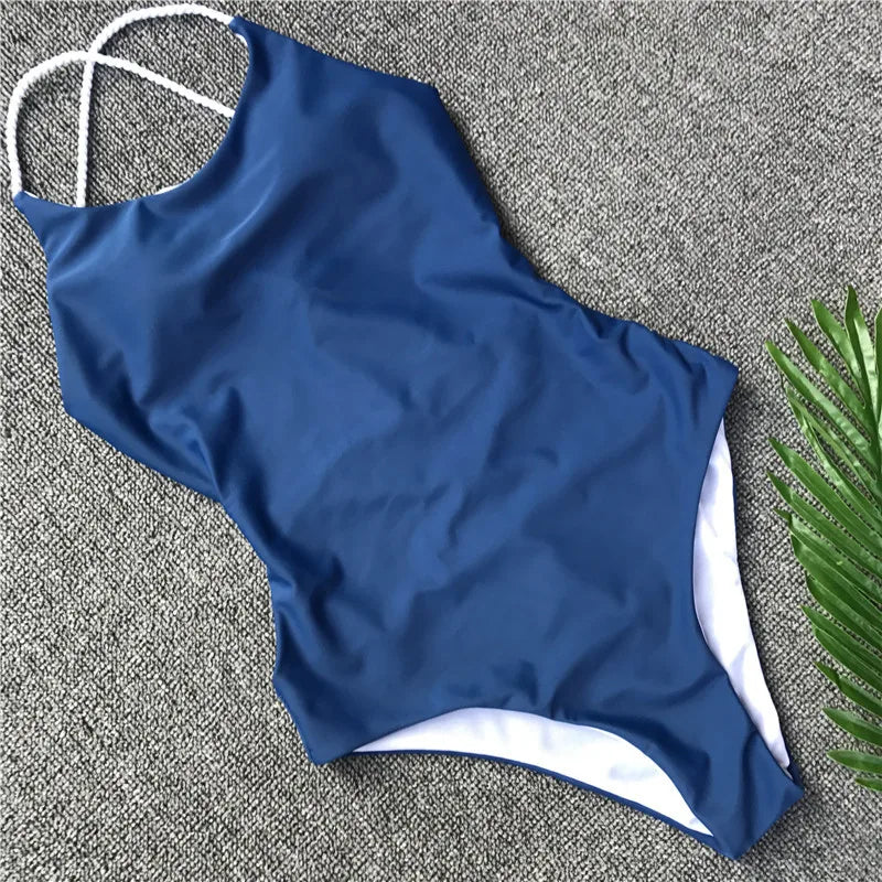 Cross Bandage Backless Women Swimwear One Piece Swimsuit Female Monokini High Cut Trikini 2025 Bikinis Bathing Suit Swim Lady