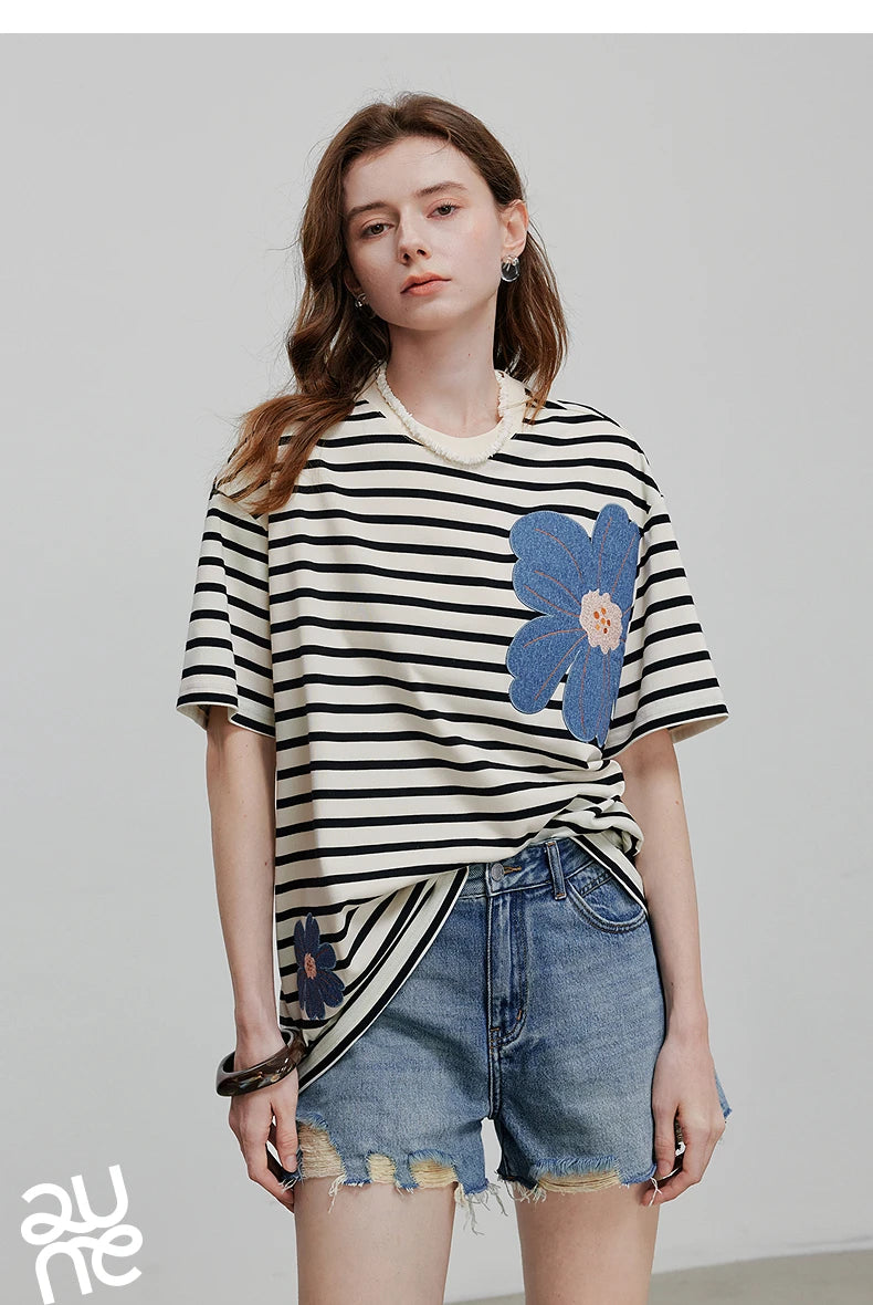 TOYOUTH Women Short Sleeve T shirt 2025 Spring New Tops 8521034