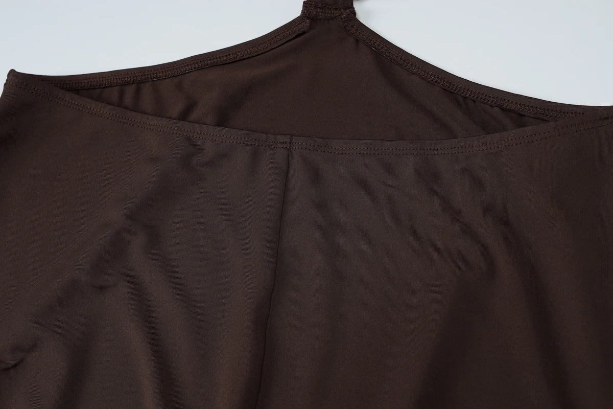 Hugcitar Women'S Fashion Halter Solid Hollow Out Backless Sexy Slit Maxi Dress 2025 Summer Clothes Beach Vacation Y2K Wholesale