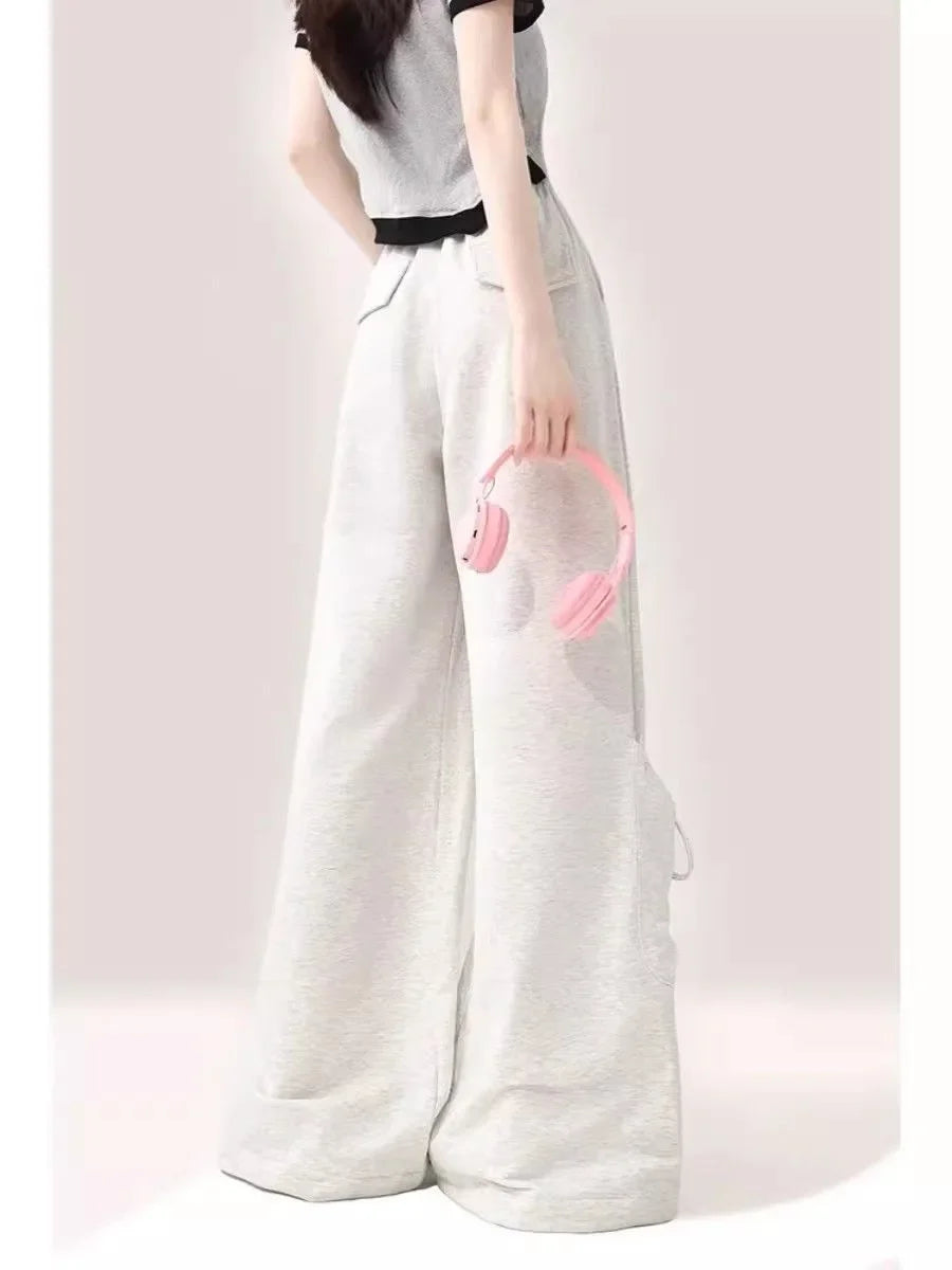 Big Pockets Hello Kitty Y2k Baggy Pants Kawaii sanrio Graffiti Wide Leg Trousers Oversize Sports Streetwear Sweatpants For Women