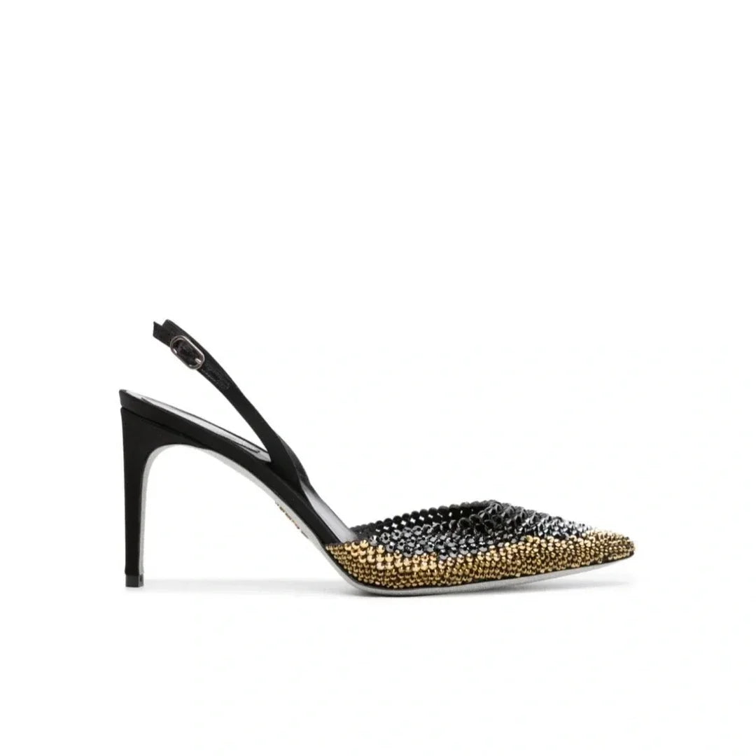 Luxury Rhinestones Gradient Slingbacks Women Pumps Fashion Bling Crystal Banquet Stiletto High Heels Fashion Party Prom Shoes