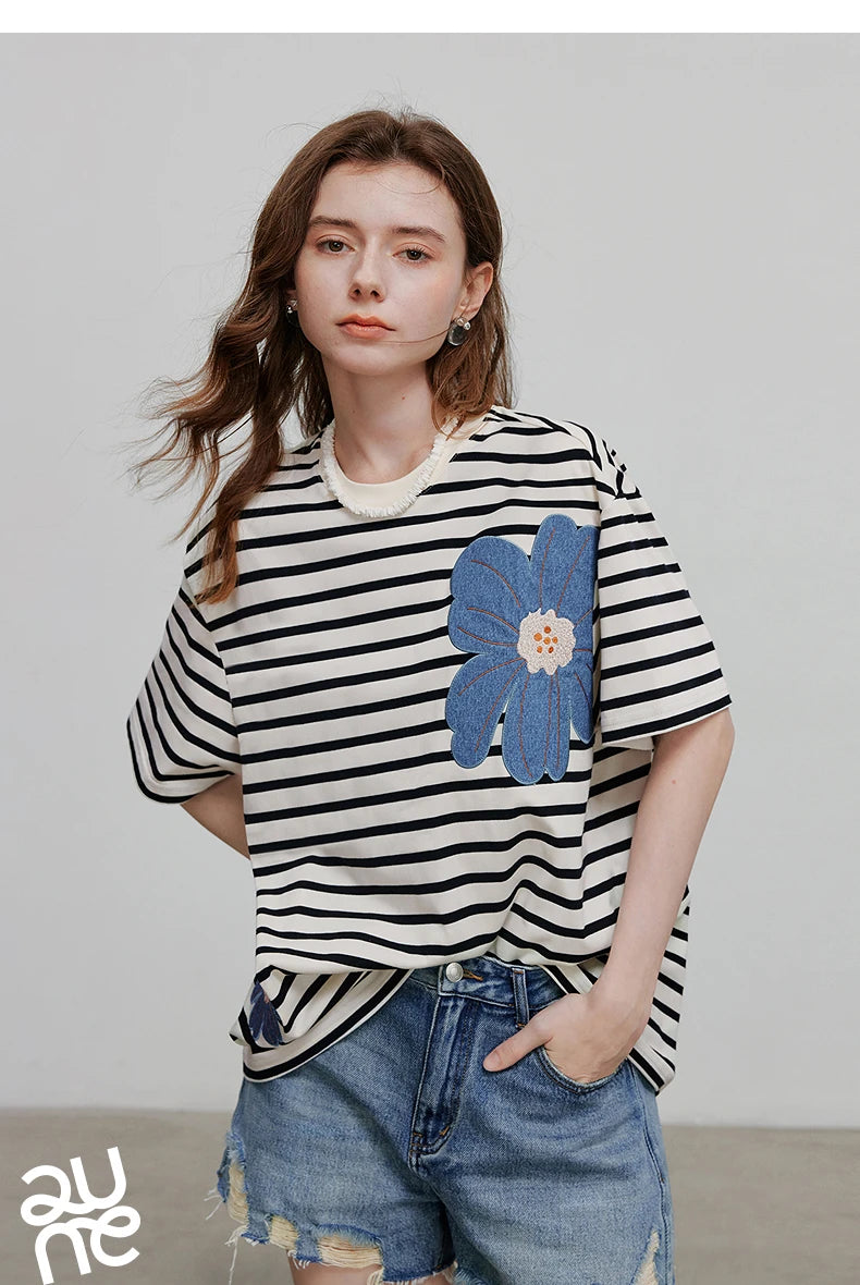 TOYOUTH Women Short Sleeve T shirt 2025 Spring New Tops 8521034