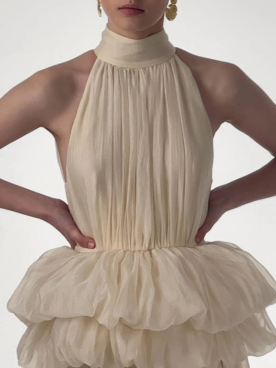 TWOTWINSTYLE Solid Slimming Long Dresses For Women O Neck Sleeveless High Waist Temperament Dress Female Fashion Style Clothes