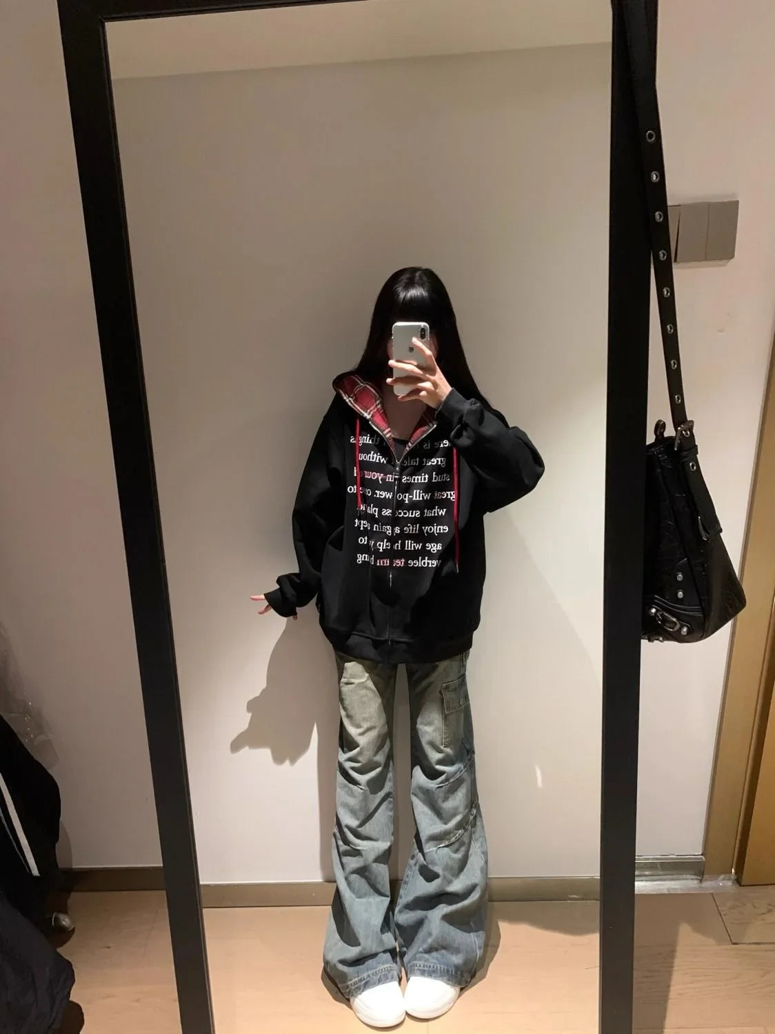 Hua Cotton Blend Milk Silk Hoodie Zipper Couple Jacket Retro Letter Patchwork Hat Sweatshirt 280g Vintage Style Women's Clothing