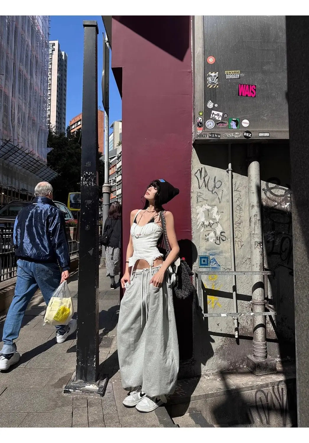 【 Wide Leg Fashion 】 Design Sense Grey Wide Leg Sanitary Pants for Women 2025 Spring Loose and Slim Versatile Casual Sports Pant