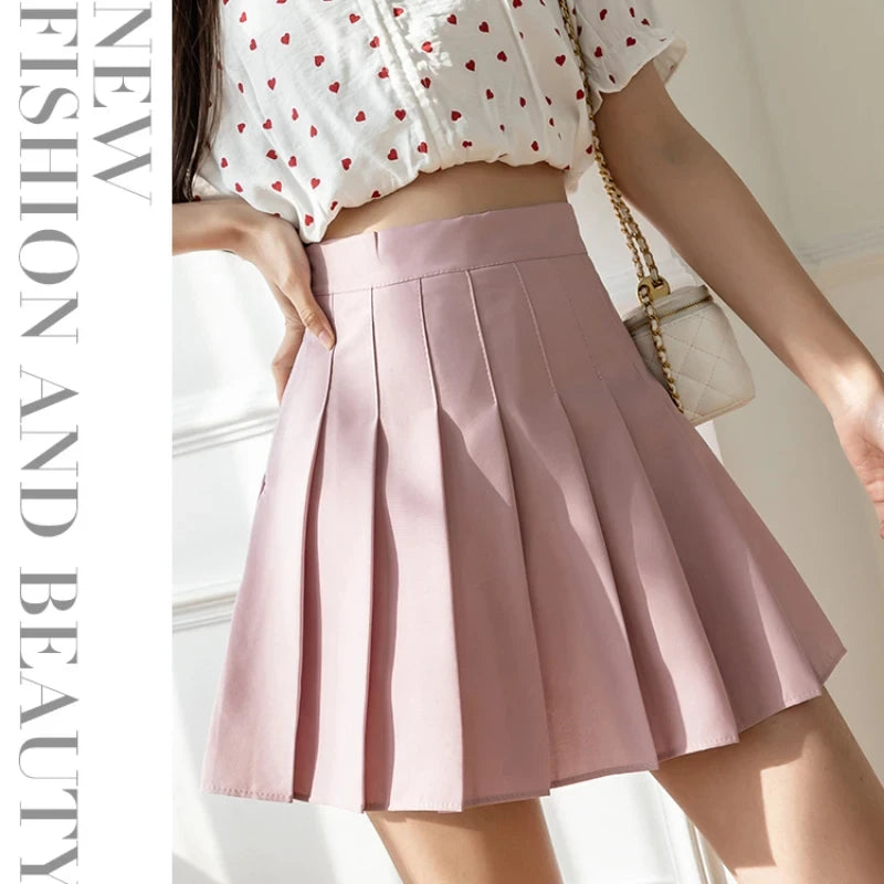 White Women Pleated Skirts Summer High Waist Zipper Girls Dancing JK Mini Skirts Black Fashion Student A Line Faldas 2024