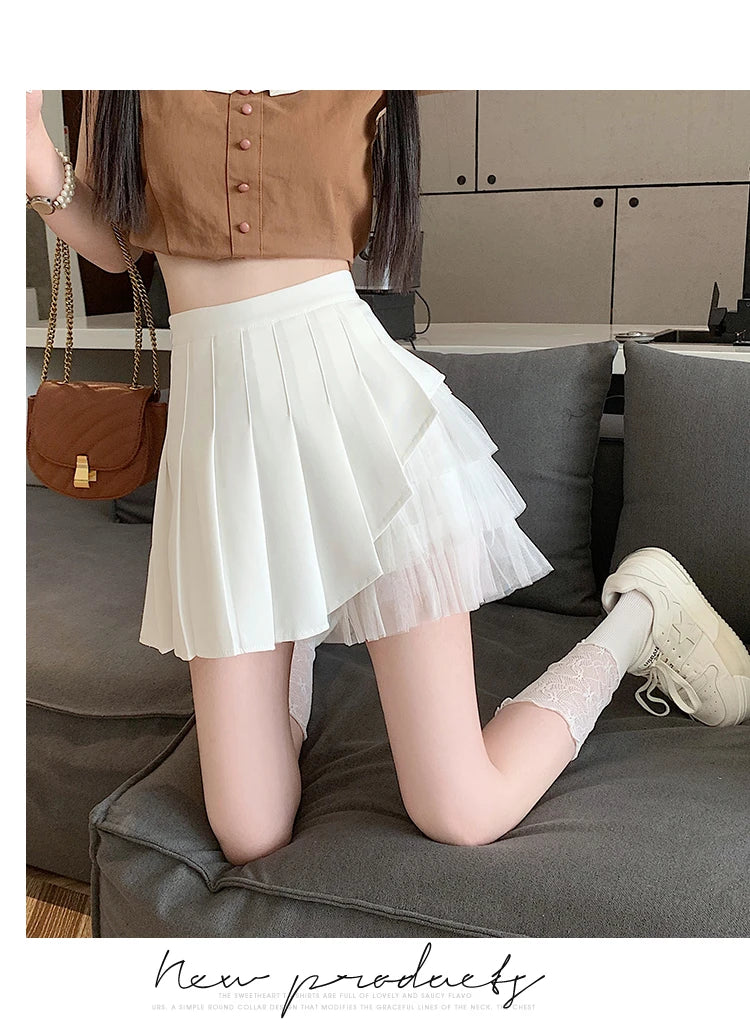 Slimming A-Line  Skirt for ort Women High Waist Pleated Tulle f Body Skirts Commute Sle Summer Collection