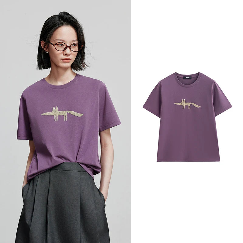 TOYOUTH Women Short Sleeve T shirt 2025 Spring New Tops 8521035