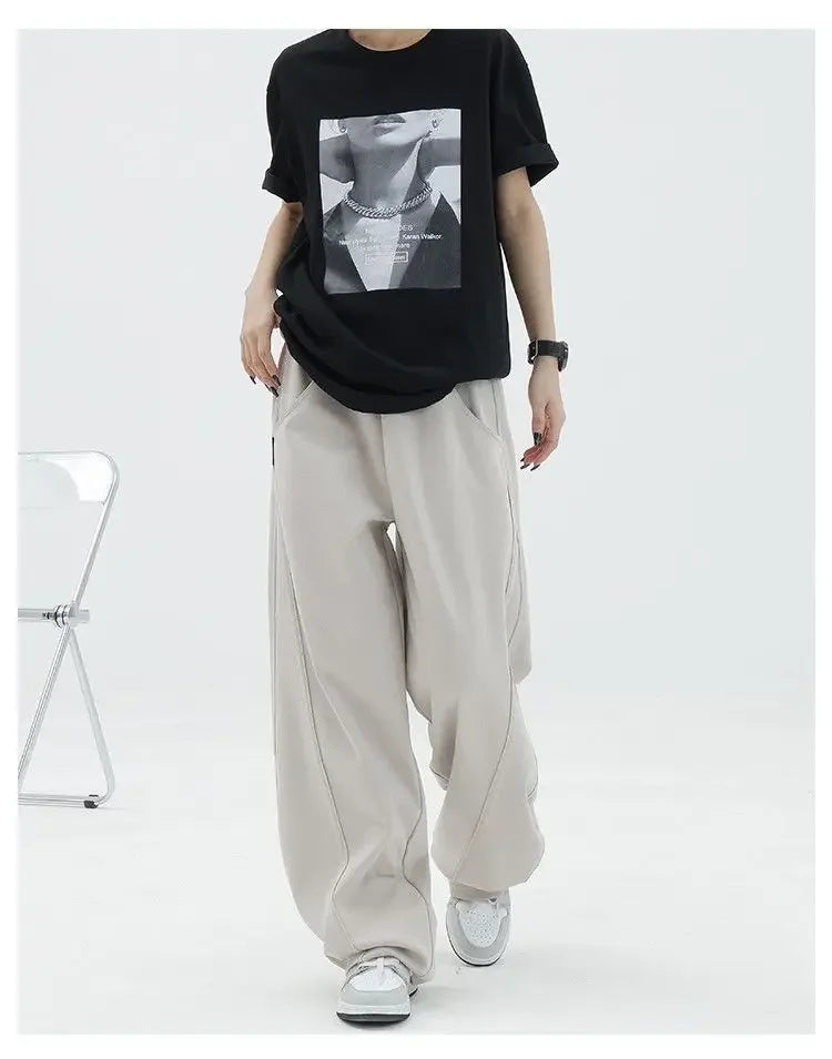 Autumn New Style Light Tawny Women's Sports Pants Loose Sweatpants Banana Shape Hiphop Elastic Waist Wide Leg Trousers