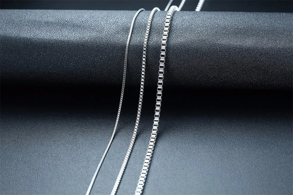 Mens Thin Box Chain Necklace,1/2/3MM Stainless Steel Chain Link Collars Gifts,Male Jewelry,18 to 24 Inch