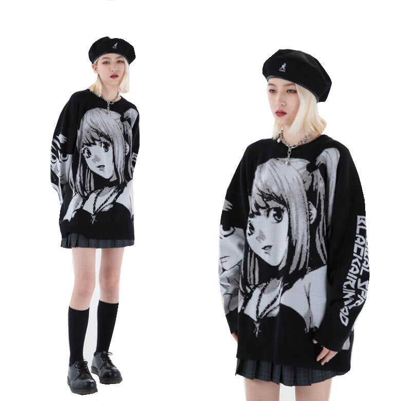 Women Hip Hop Streetwear Harajuku Sweater Vintage Japanese Style Anime Girl Knitted 2023 Cotton Pullover Sweaters Female Clothes