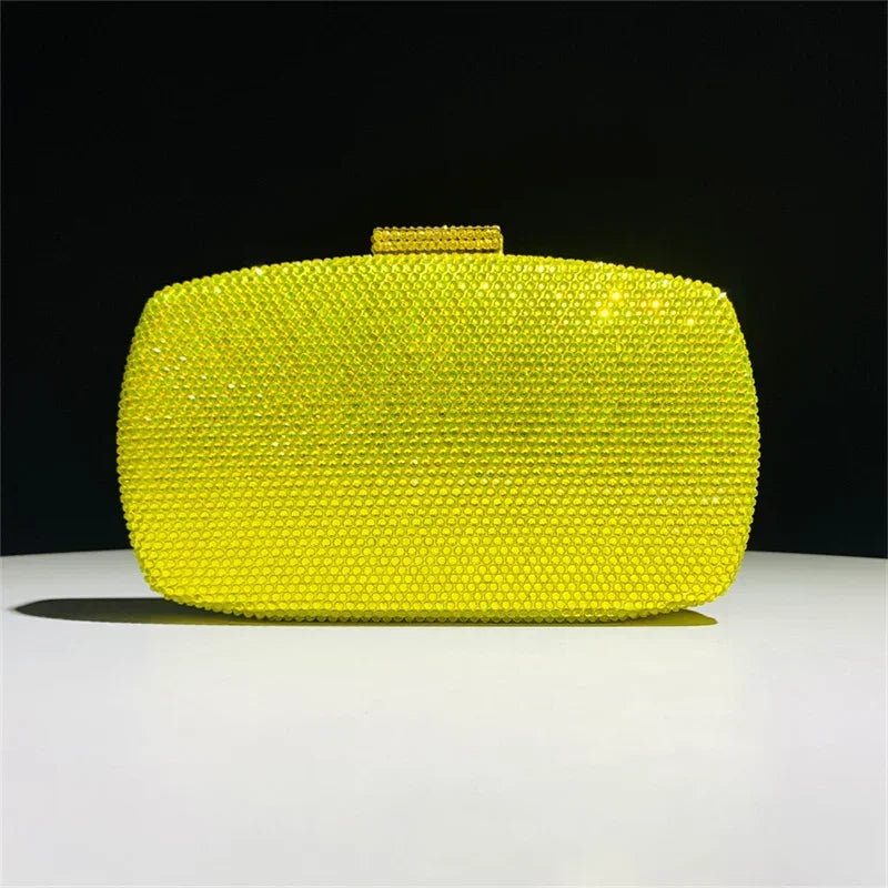 High End Luxury Rhinestone Handbag Women Fashion Formal Wedding Party Evening Bags Ladies Elegant Diamond Yellow Bling Clutch