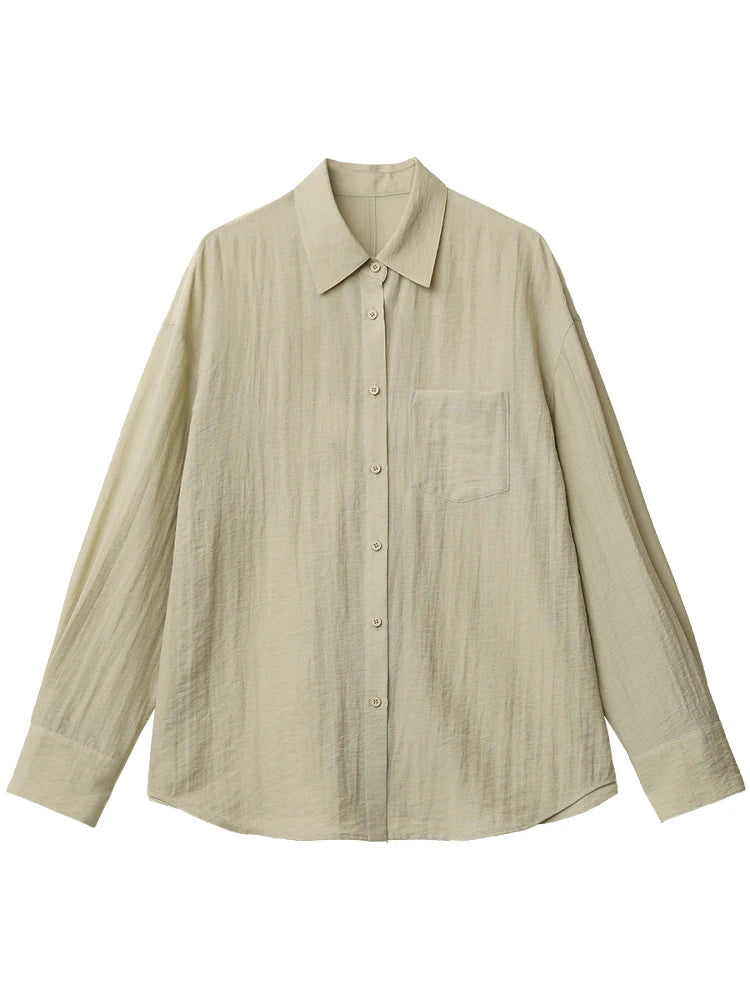 CHIC VEN Women Long Sleeve Shirts Solid Loose Casual New Style Design Back Hollow Out Shirt Female Blouse Spring Summer 2025