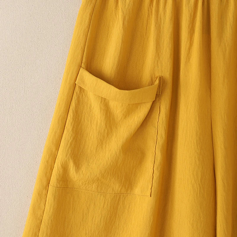 ZANZEA Vintage Summer Shorts Women Fashion High Elastic Waist Pantalons Pockets Solid Color Wide Leg Pants Casual Loose Shorts