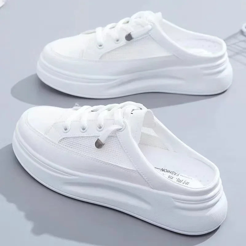 2025 Fashion Mesh Casual Shoes Flats Women Lace Up Dames Sneakers Platform Round Toe Zapatillas Casual Mujer for Summer Spring
