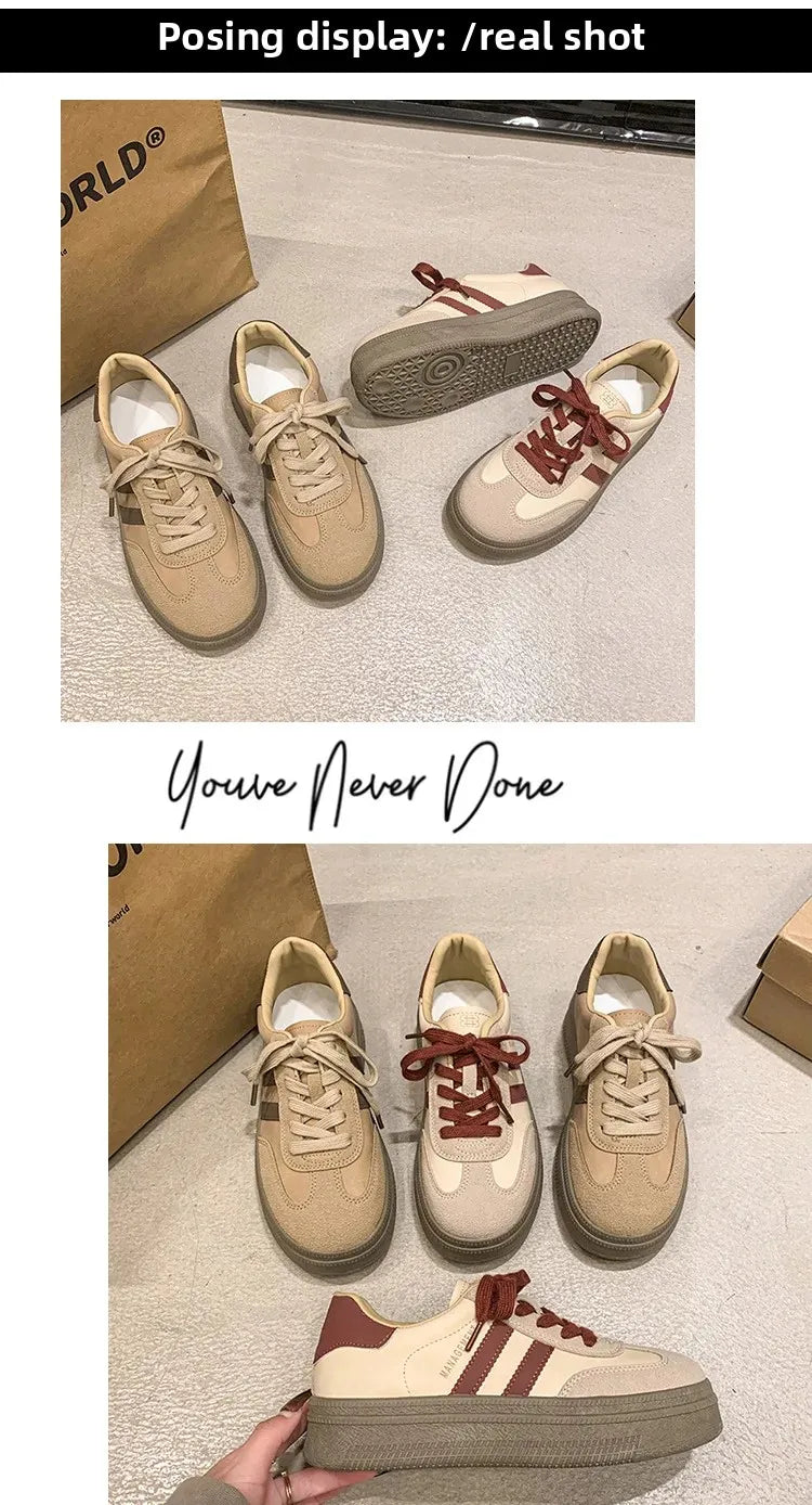 Women's Casual Sports Shoes Spring New Style Versatile Lightweight Lace-Up Mesh Thick Bottom Foot-Extending Dad Sneakers