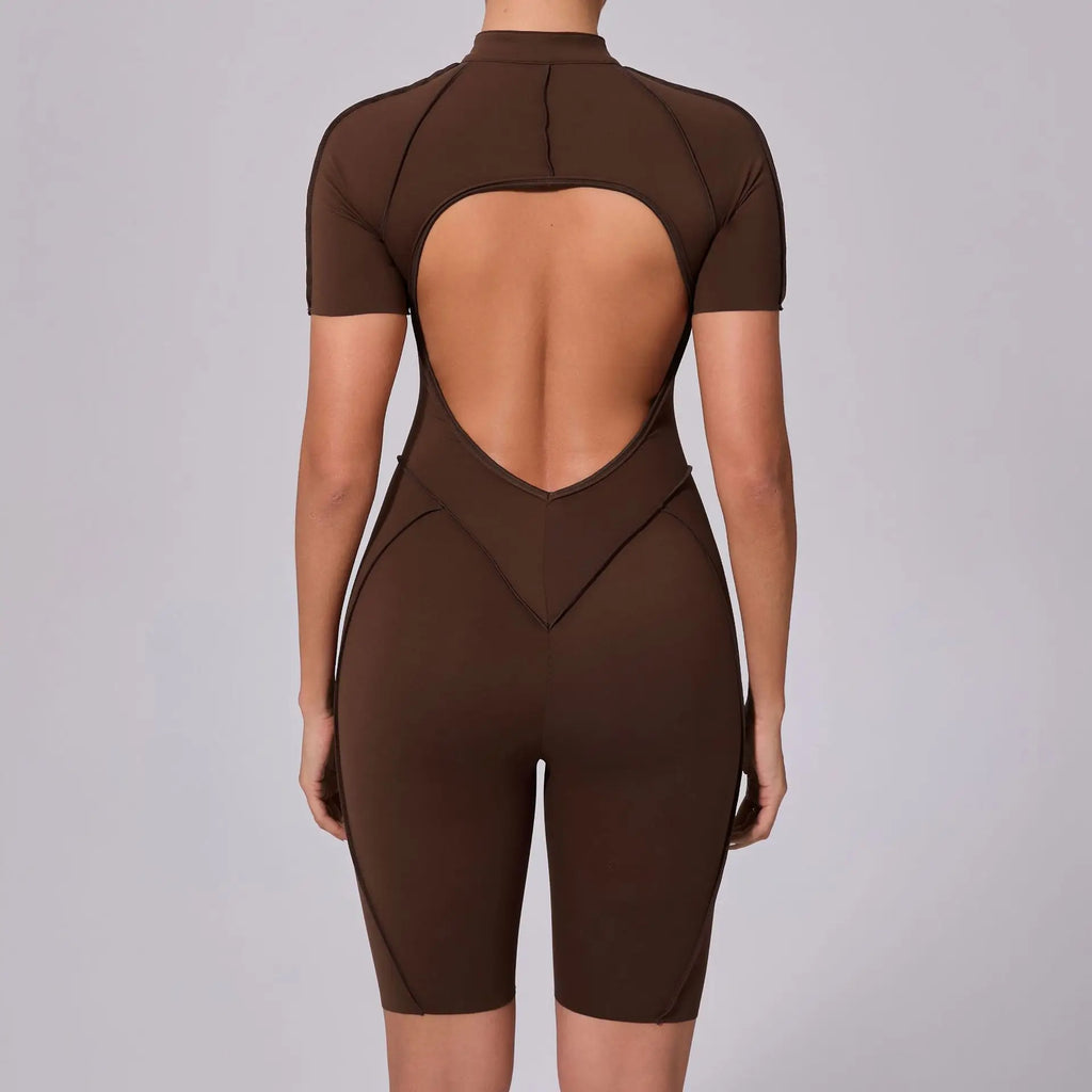 Women's Sports Jumpsuit Zipper Yoga Set Fitness Combination Lift Buttocks Bare Back Gym Sexy Sports Jumpsuit Gym Romper