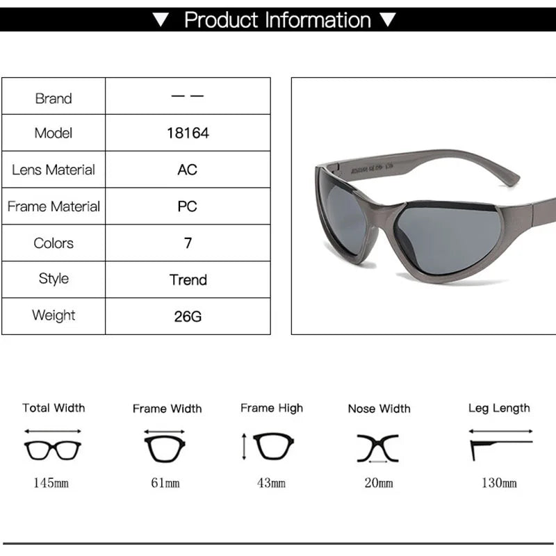 New Punk Y2K Spicy Girl Sunglasses Fashion Women Outdoor Sports Sun Glasses Vintage Men's Cycling Driving Glasses UV400 Eyewear