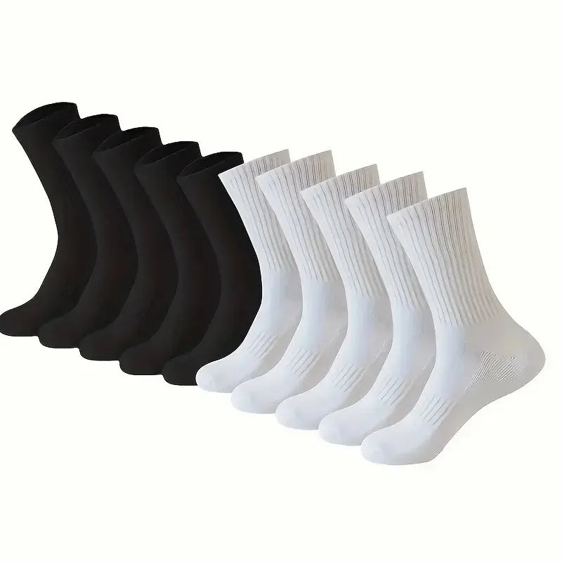 5/10/20 Pairs Neutral Solid Color Round Neck Socks Spring Summer Sweat Absorbing Breathable Soft Comfortable Couple Sports Socks