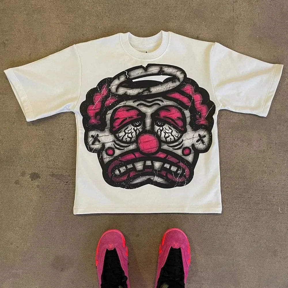 Y2K Trendy Fashion T Shirt Tops Harajuku Goth Character Graphic Print Oversized T Shirt Cotton Short Sleeves Streetwear Clothing