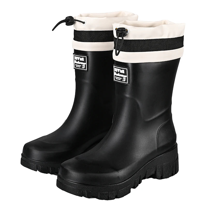 Japanese Sle High Tube Dstring Rain Boots Thi Bot Waterproof ort Tube Rain Boots for Rainy Days Outdoor Wear Elas...
