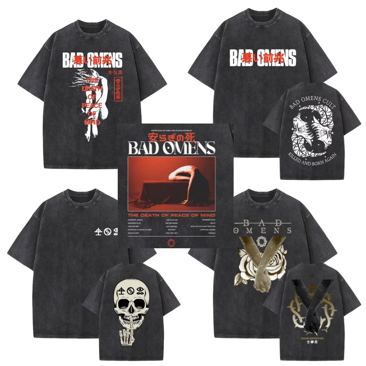 Washed Vintage Bad Omens Band Tshirt THE DEATH OF PEACE OF MIND T-shirts Men Women Oversized T Shirt Men's Rock Gothic T-shirt