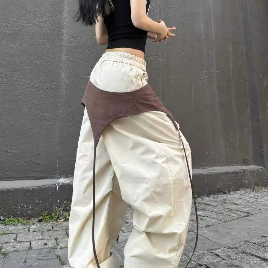 American Retro Design Wide Leg Pant Curved Knife Versatile Loose Street Hip Hop Dance Pant Loose Comfortable Cargo Trouser
