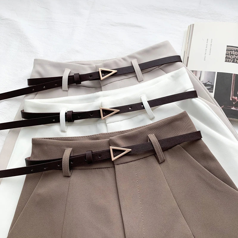 ITOOLIN Casual Women's Shorts A-line High Waist Short Chic Office Lady Shorts With Belted Vintage Female Trousers Spring Summer