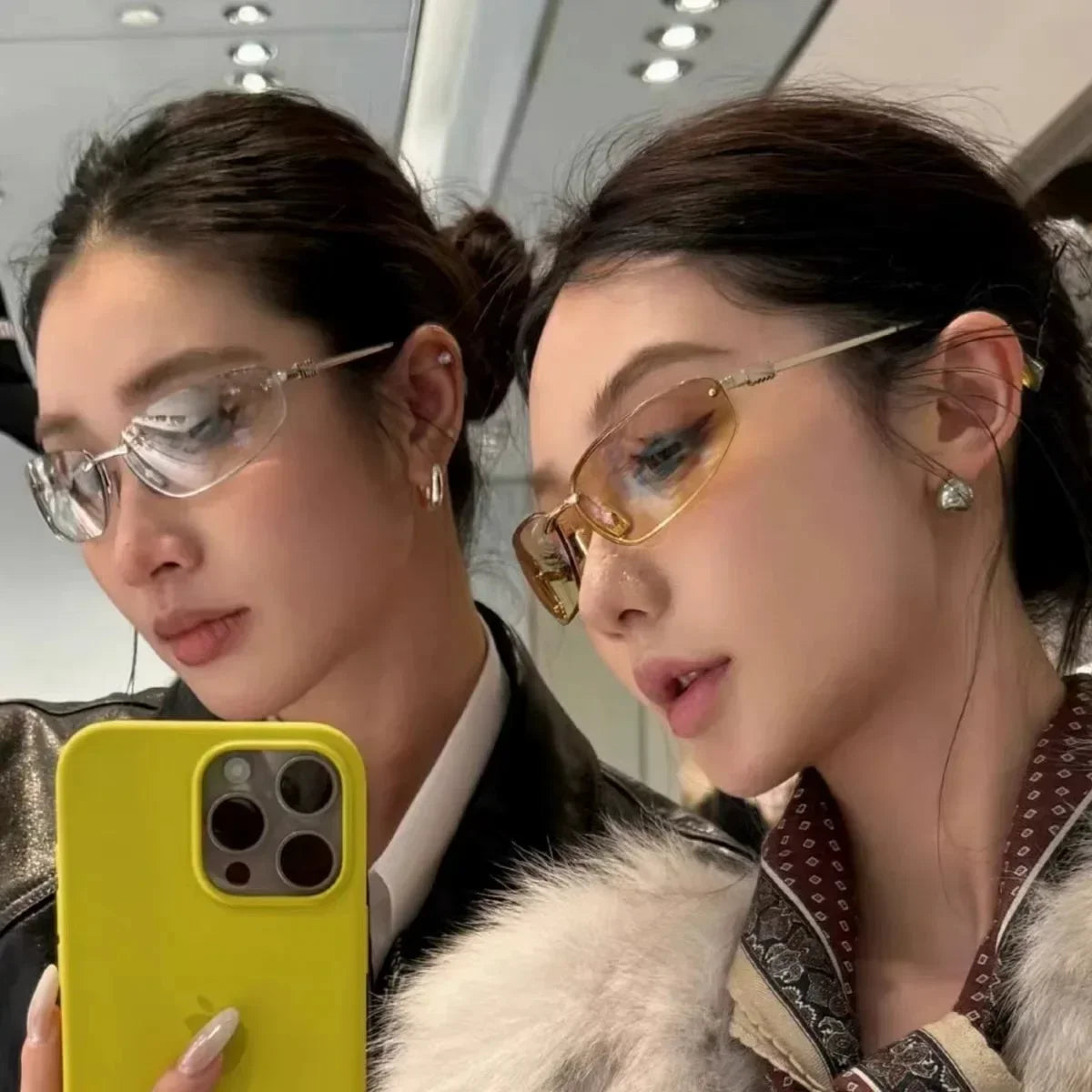 Light Colored Sunglasses for Women in Early Spring, Silver Sunglasses, Vintage Style, Millennial Hot Girl, Mercury Lenses