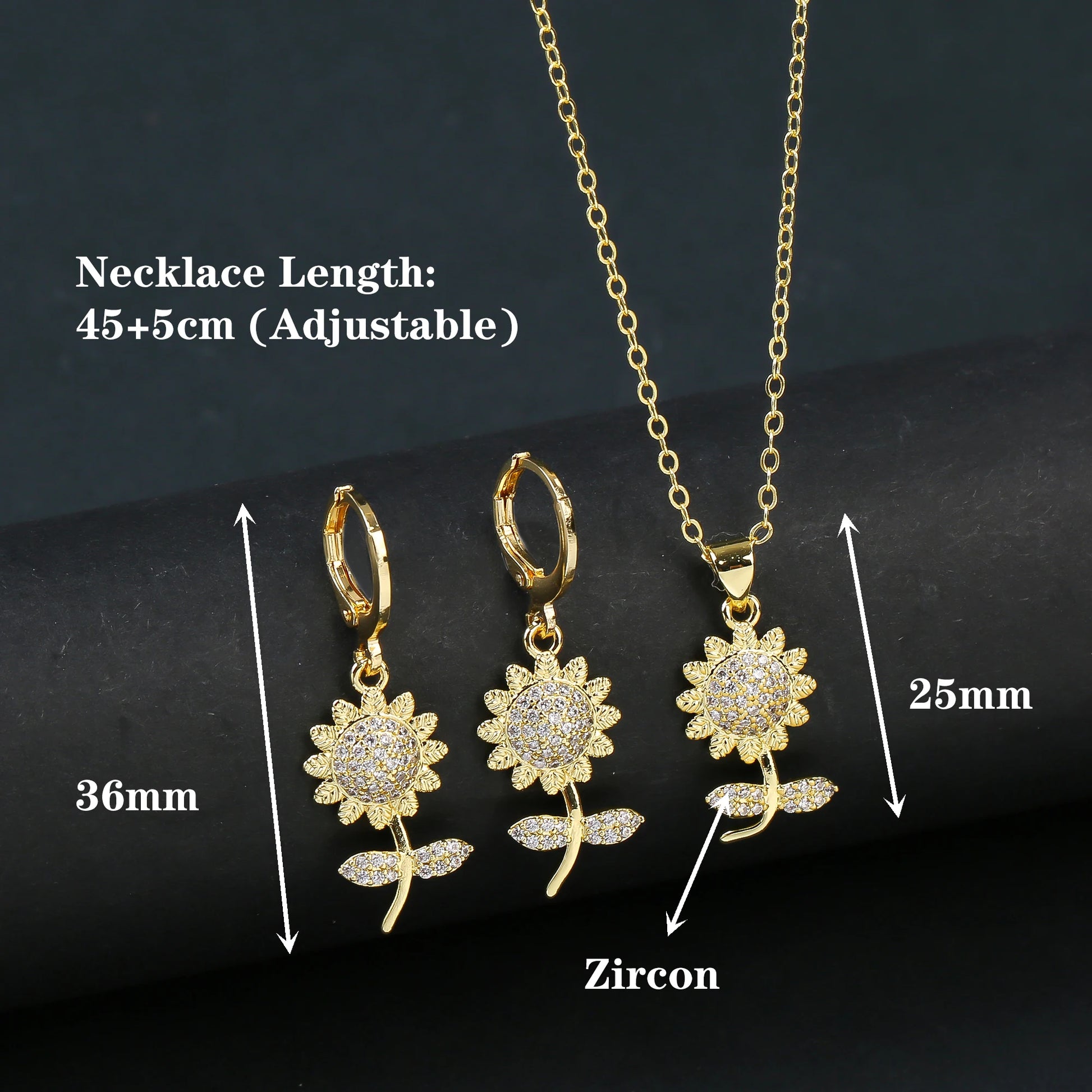 7 Style Classic Gold Plated Botanical Sunflower Pendant Necklace Earrings Jewelry Set New Trend Women Casual Party Jewelry Gift