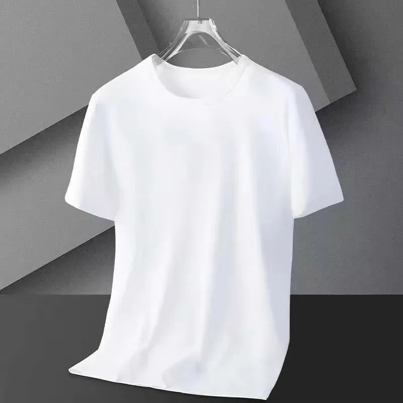 Casual Embroidered Half Sleeve T-Shirt For Men Summer Simple Fashion Versatile Loose Fit Crew Neck Trendy Branded Clothing