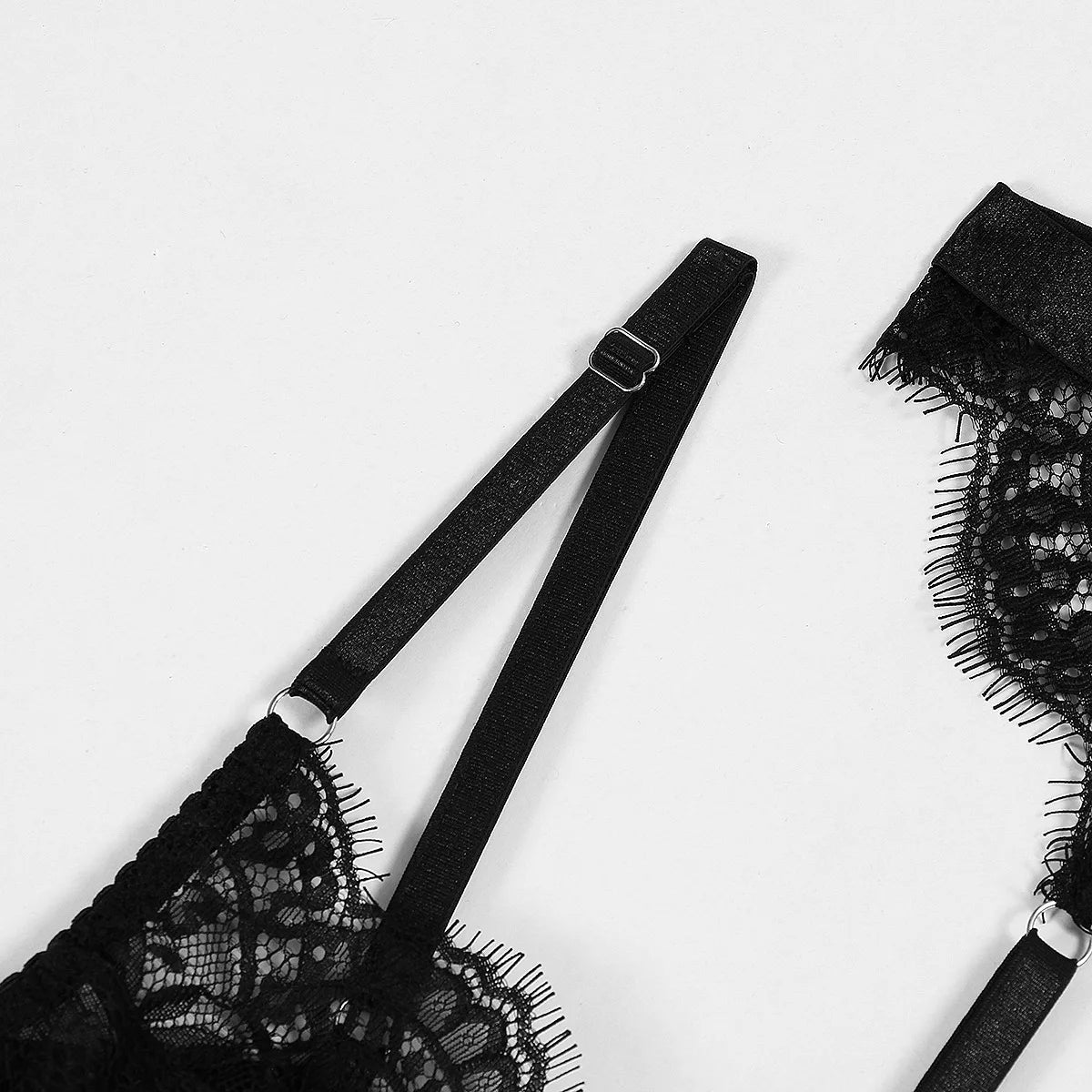 New lace pick-up body sculpting sex set perspective neck sexy underwear four-piece set lace bodysuit body suit sexy lingerie