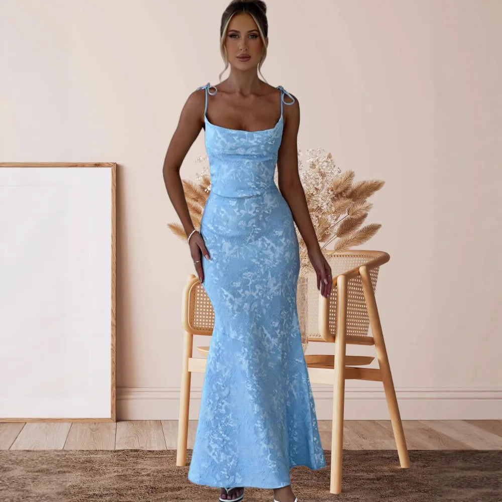 NIDANSSI White Jacquard Pleated Evening Party Dress Women Robes Backless Elegant Sexy Dress Bodycon Long Summer Dress Vestidos