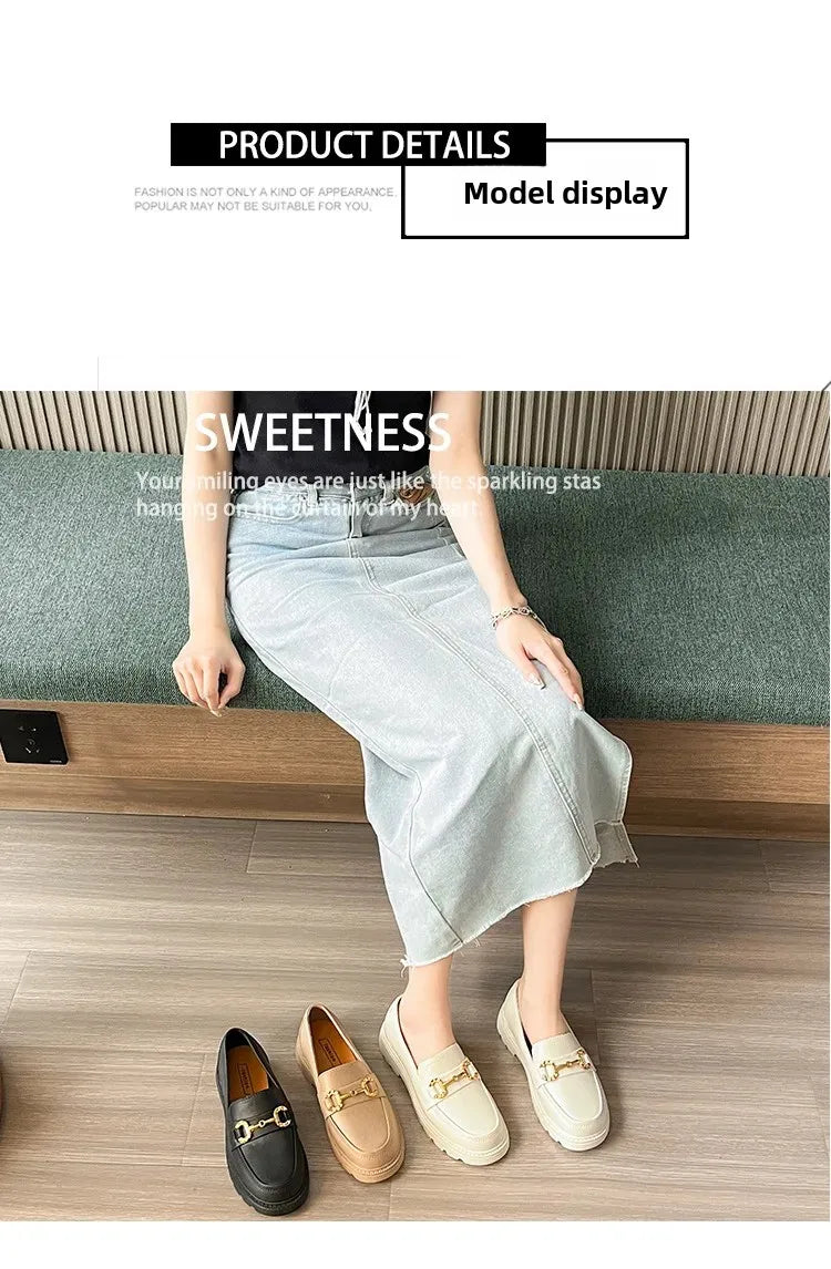 New Lefu Slippers Summer Spring Women's Home Anti-slip Vintage British Style Net Red Vintage Small Golden Buckle Head Shoes