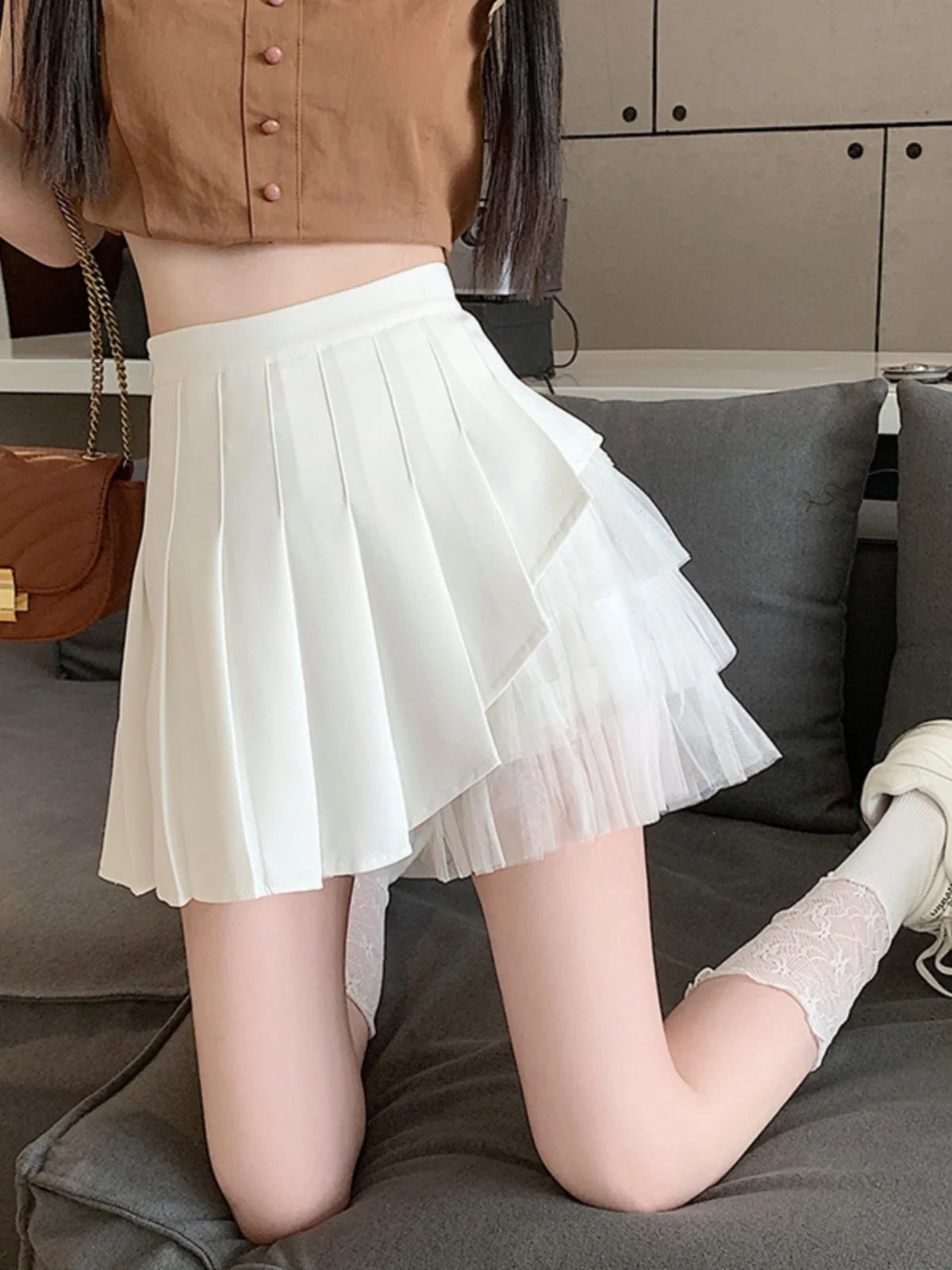 Slimming A-Line  Skirt for ort Women High Waist Pleated Tulle f Body Skirts Commute Sle Summer Collection