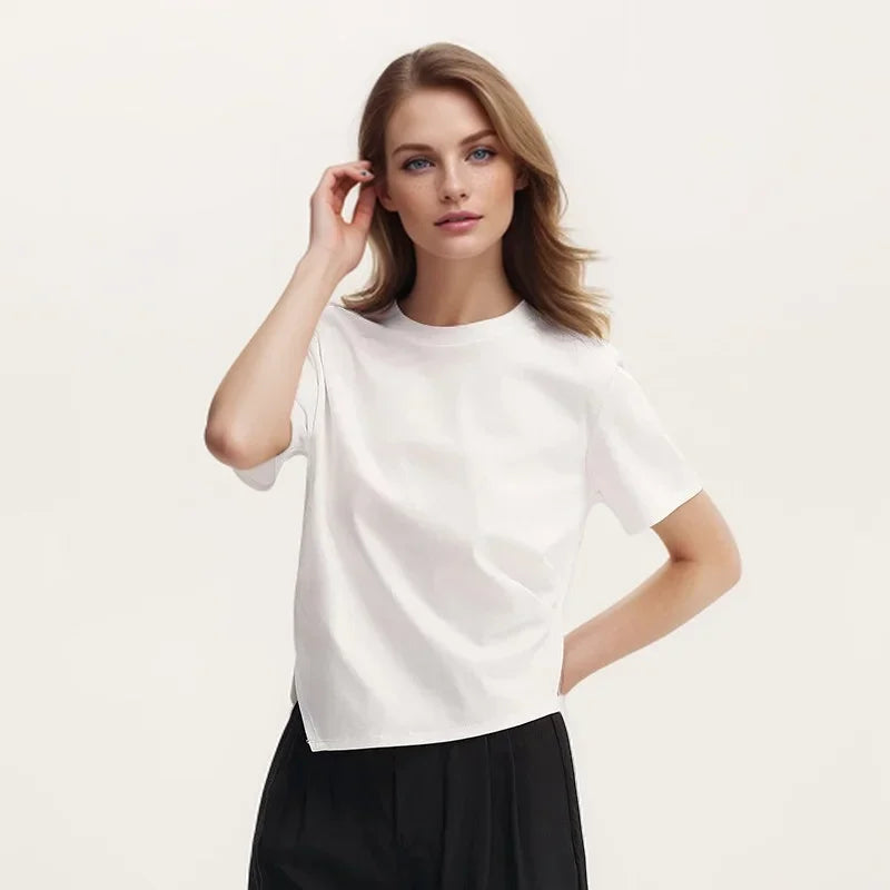 Semir Short-Sleeved T-Shirt For Women Short And Slimming With A Small Surprise New In 2024 Summer Pure Cotton Top