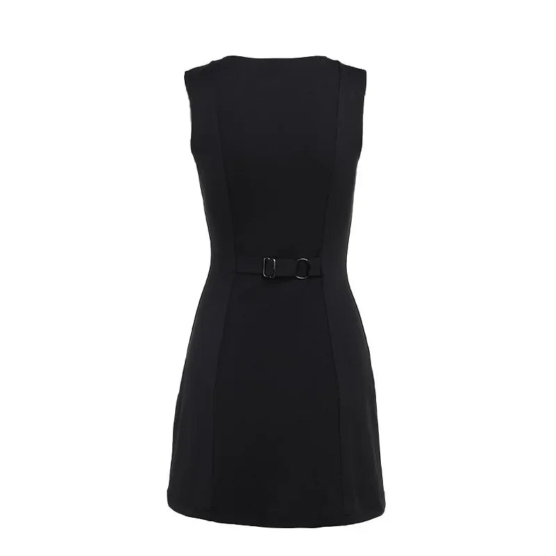 Yj24078 Cross-border Spring 2024 New Slims Smooths Your Silhouette Sleeveless Mini Dress European American Style Elegant Vest