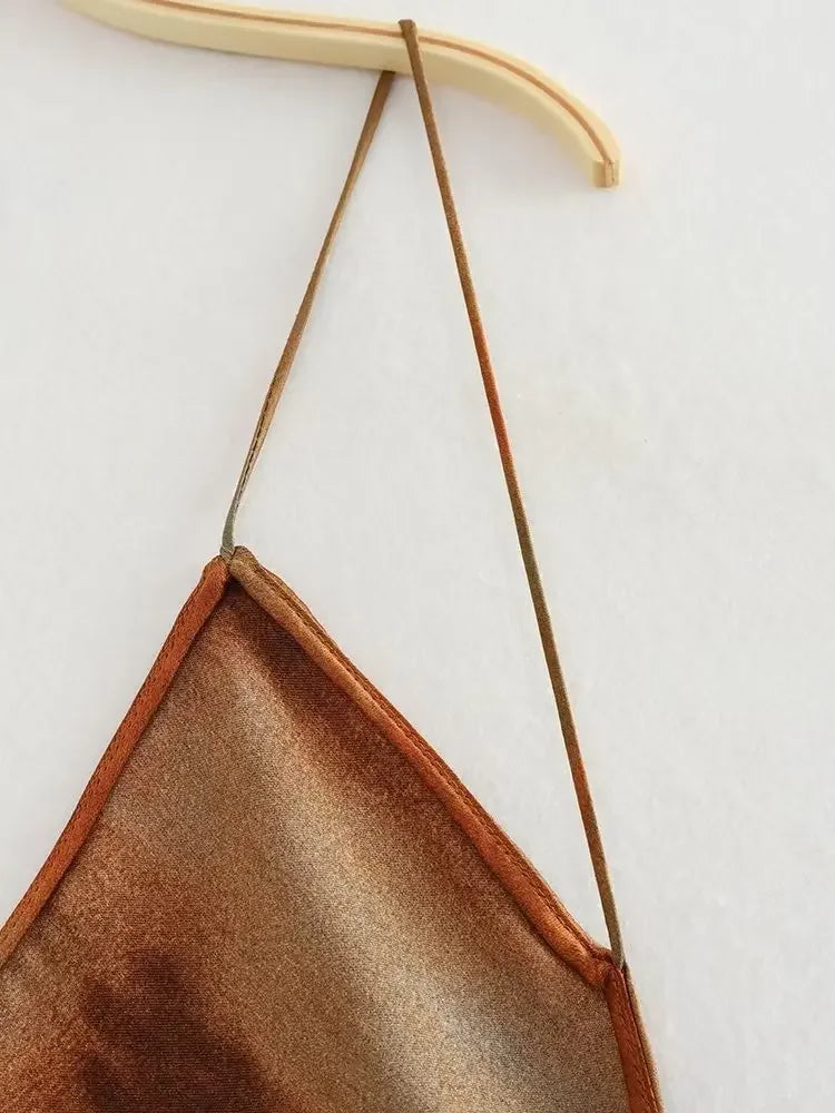 Elegant Sexy Long Dress New 2023 Design V-neck Open Back Rainbow Printing Tank Dress For Women Cross-border European Style