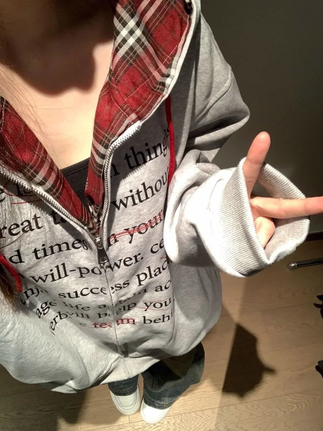 Hua Cotton Blend Milk Silk Hoodie Zipper Couple Jacket Retro Letter Patchwork Hat Sweatshirt 280g Vintage Style Women's Clothing